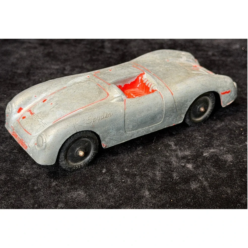 Vintage Tootsietoy Porsche 550 Spyder: Diecast Car, Silver Red, Chicago USA Made
